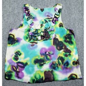 Rafaella Studio Blouse Womens P/XL Multicolor Sleeveless Ruffle Top Floral